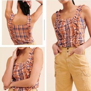 Anthropologie Verb By Pallave Singhee Ruffled Plaid Women Top Corset Size Am